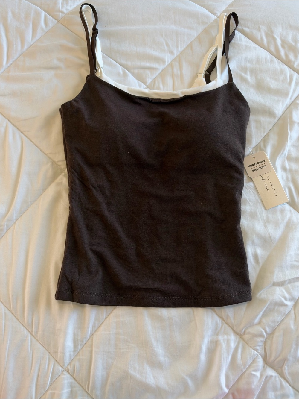 NWT Pink Rose Luxe Classics Black & White Cami Tank Top